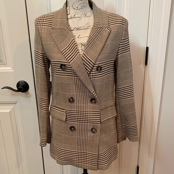 H&M Jackets & Blazers - New H&M Women's Checkered Double-Breasted Blazer NWOT